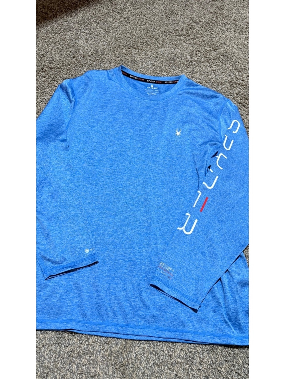 Spyder Swim Rash Guard Long Sleeve Shirt XL Blue UPF 50+